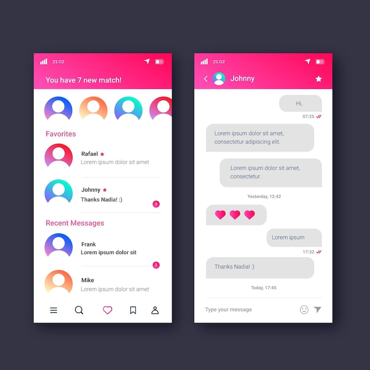 Free Vector dating app chat interface template