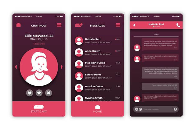 Dating app chat interface