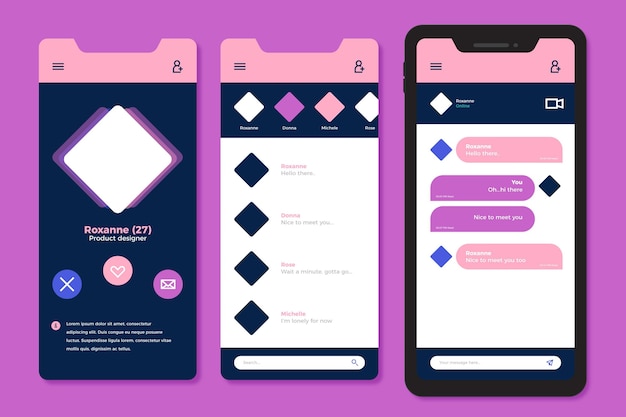 Free vector dating app chat interface