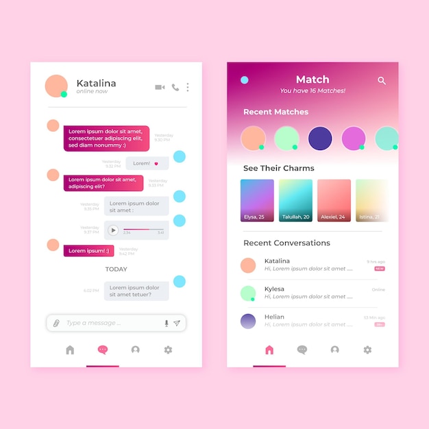 Free vector dating app chat interface