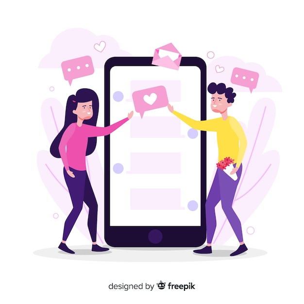 Free vector dating app concept hand drawn