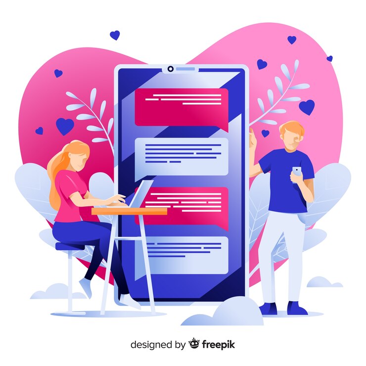 Free Vector dating app concept for web page
