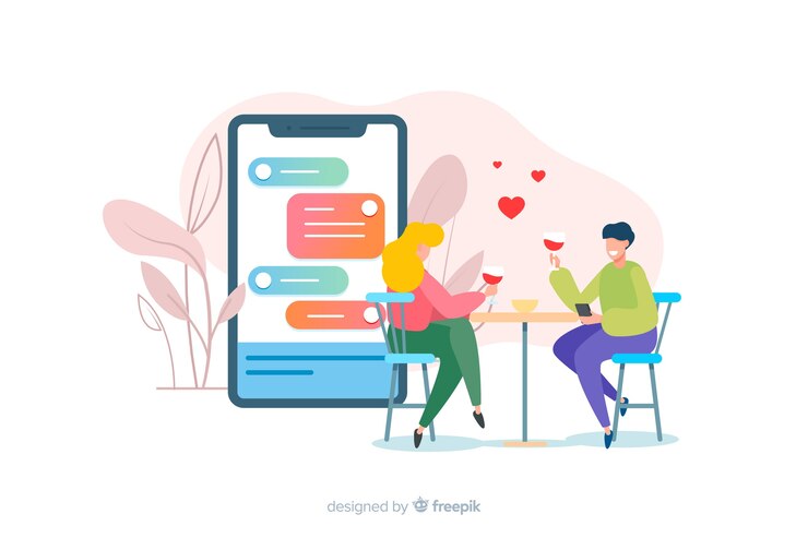 Free Vector dating app concept with boy and girl illustrated