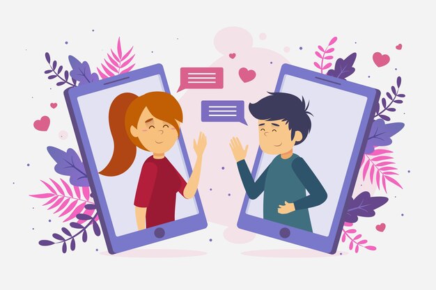 Free vector dating app concept with chat