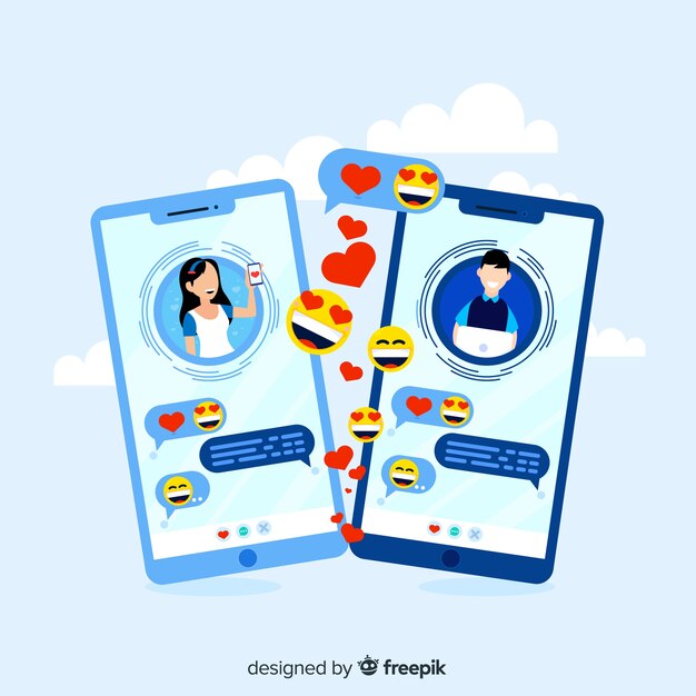 Dating app concept with emojis