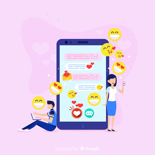 Free vector dating app concept with emojis