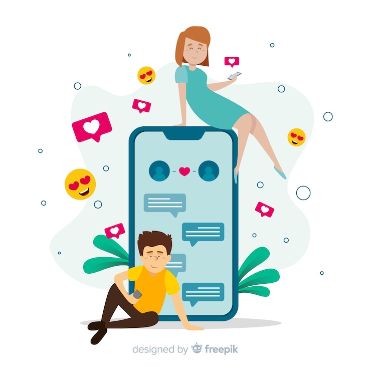 Free Vector dating app concept with girl and boy