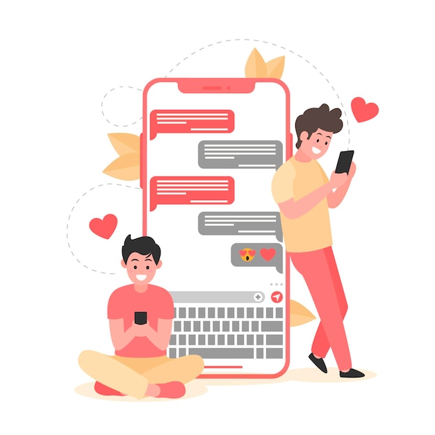 Free vector dating app concept with men