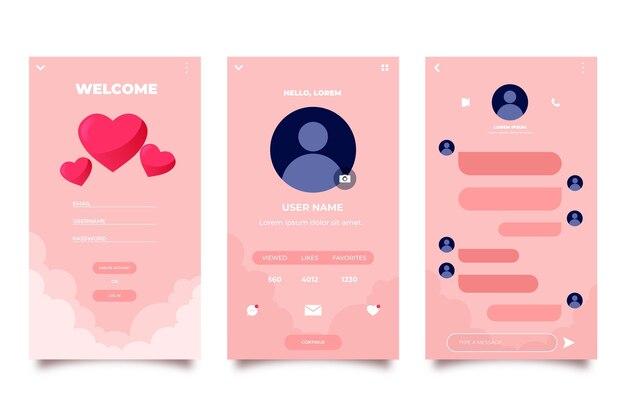 Dating app interface collection