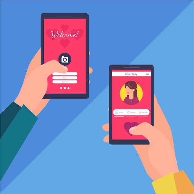無料ベクター 出会い系アプリのコンセプト