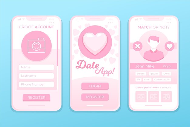 Free vector dating app interface concept