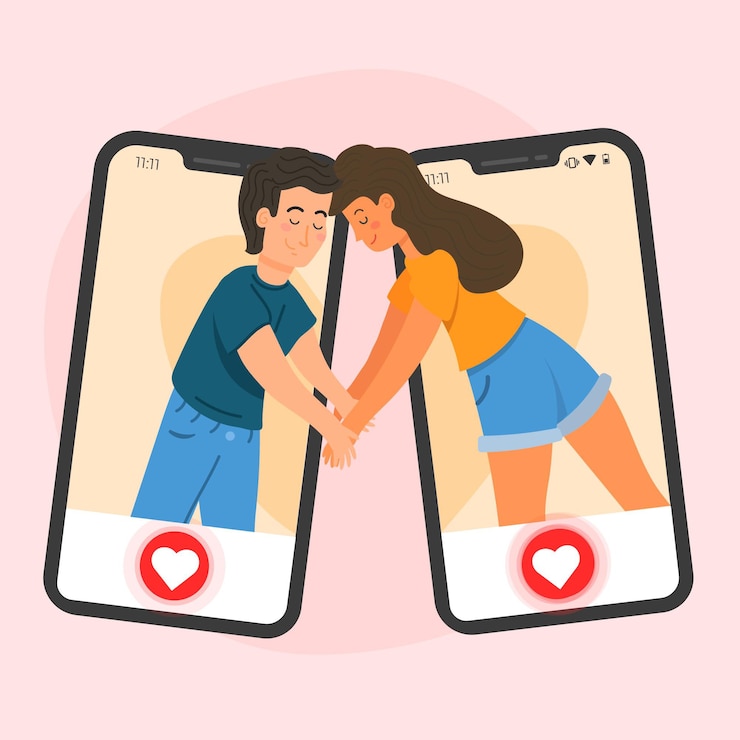 मुफ़्त वेक्टर डेटिंग ऐप इंटरफ़ेस कॉन्सेप्ट
