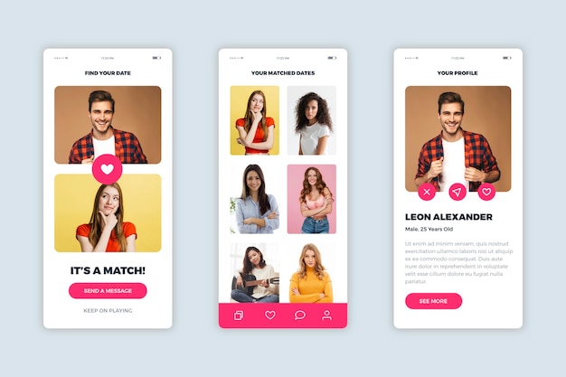 Free vector dating app interface design