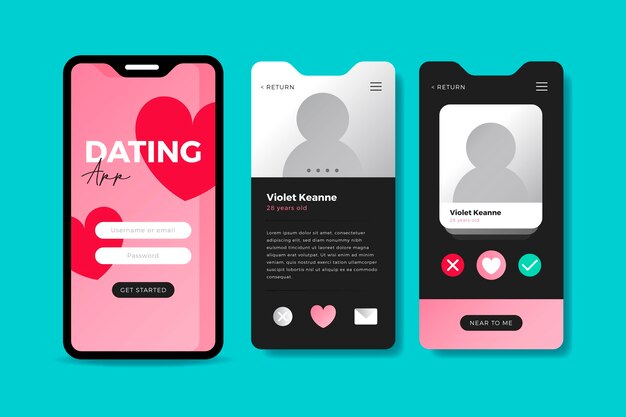 Dating app interface for mobile phones