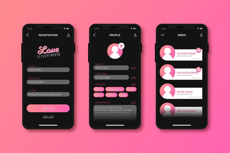 Free Vector dating app interface set