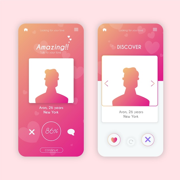 Free vector dating app interface template collection