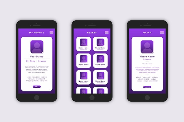 Free vector dating app interface template