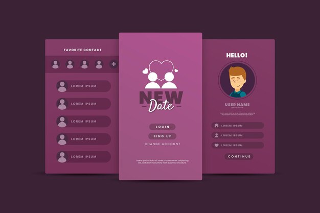 Dating app template interface