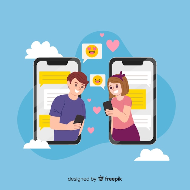 Free vector dating application concept for social media