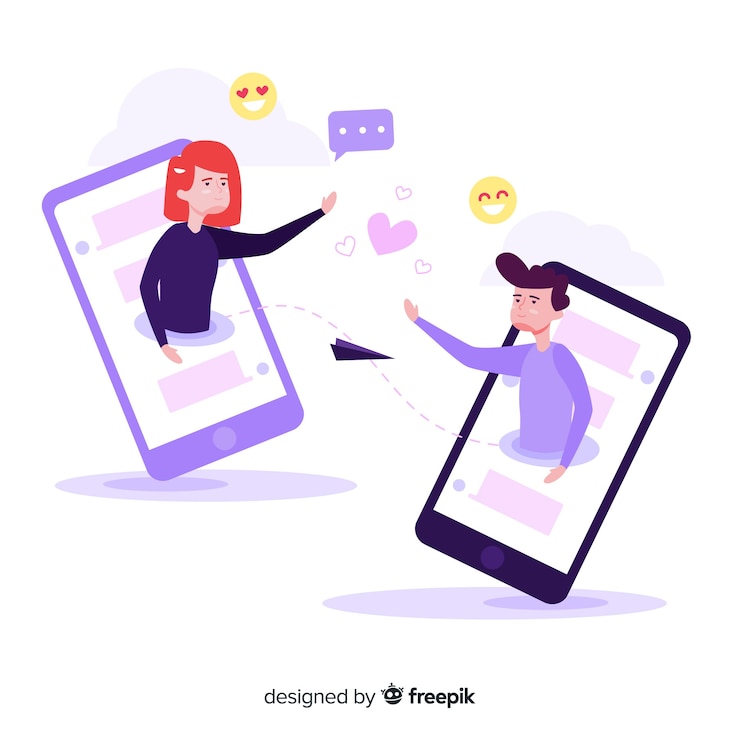 Free Vector dating application concept with smartphones