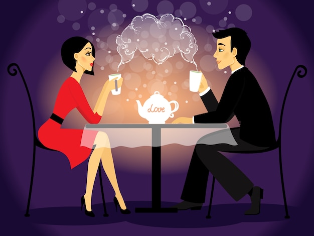 Free vector dating couple scene, love confession