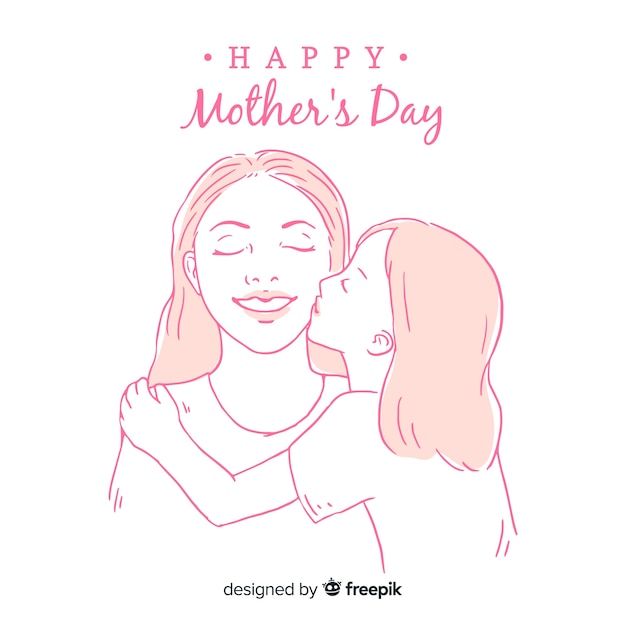 Дочь целует ее мать день матери фон