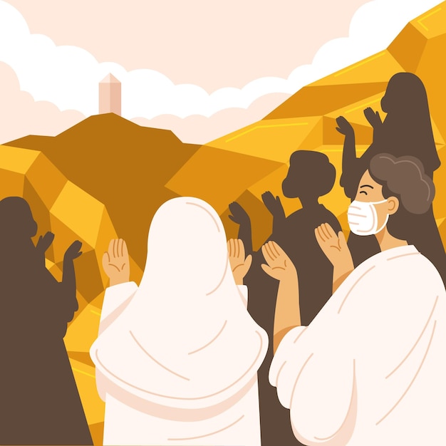 Vettore gratuito illustrazione di celebrazione del giorno di arafah