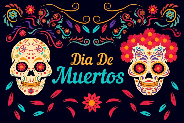 Day of the dead background flat design