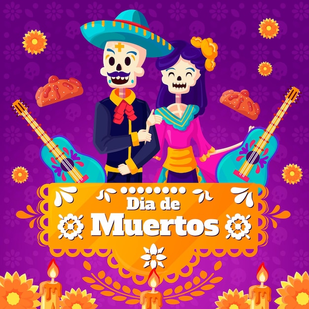 Free vector day of the dead background with couple