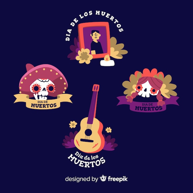 Free vector day of the dead badge collection