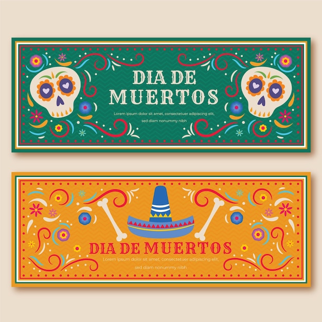 Day of the dead banners vintage design – Free Vector Templates