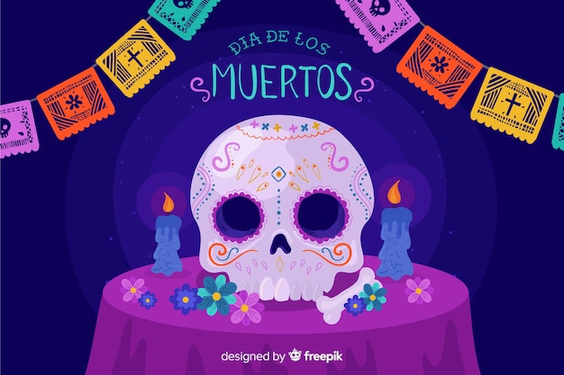 Free vector day of the dead flat design background