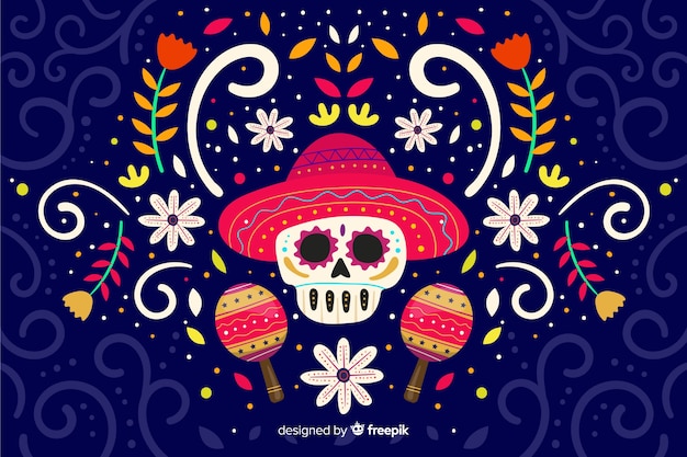 Day of the dead flat design background