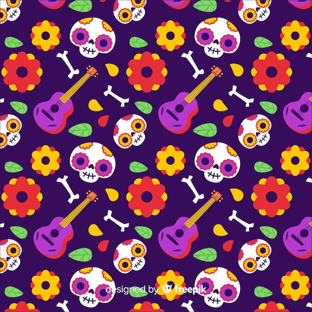 Day of the dead hand drawn pattern