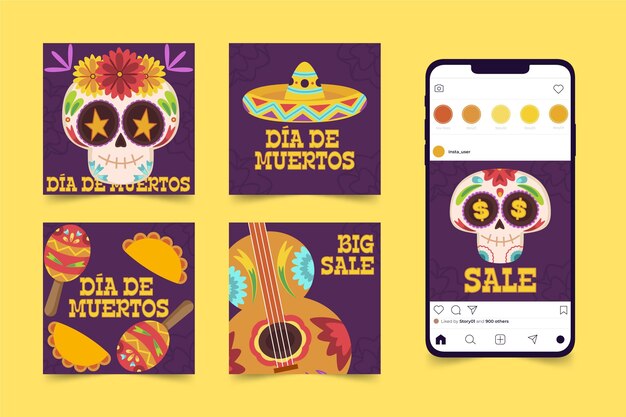 Day of the dead instagram posts concept