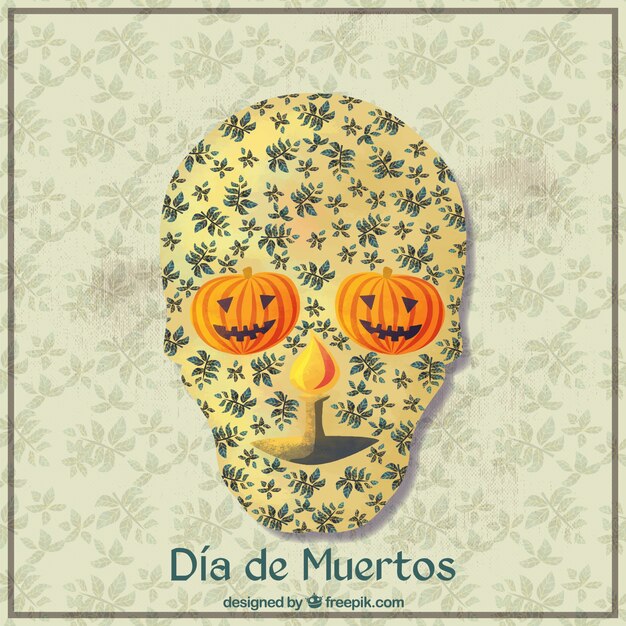 Day of the dead ornamental background of skull 