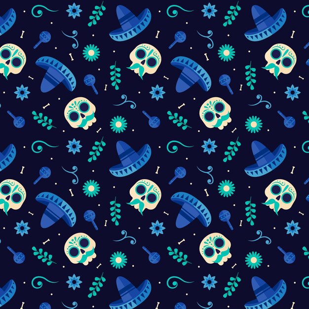 Day of the dead pattern flat design