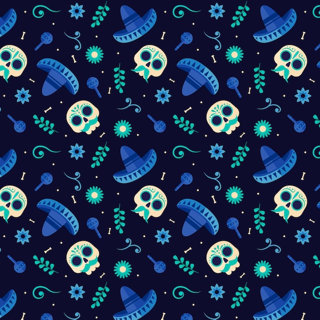 Day of the dead pattern flat design