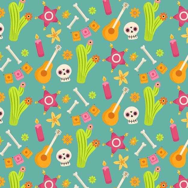 Day of the dead pattern with bones