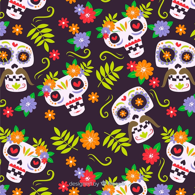Free vector day of the dead pattern