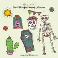 Free vector day of the dead sketches set