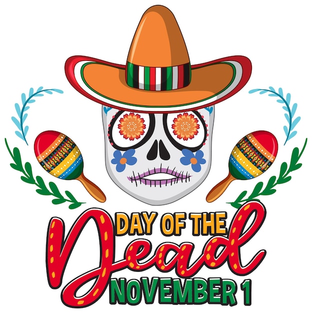 Free vector day of the dead with calaca skull