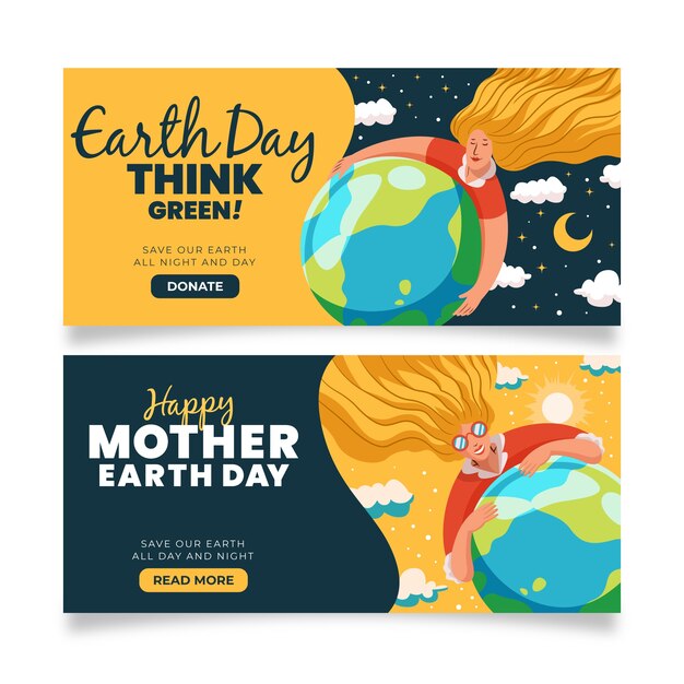 Day and night mother protecting the earth banner