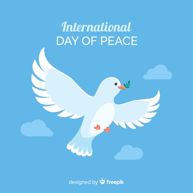 無料ベクター 平らな白い鳩と平和の構成の日
