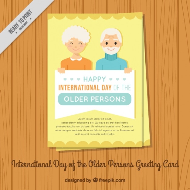 Free vector day of the older persons greeting card