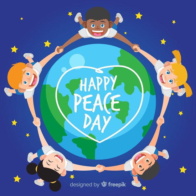 Day of peace composition with flat children