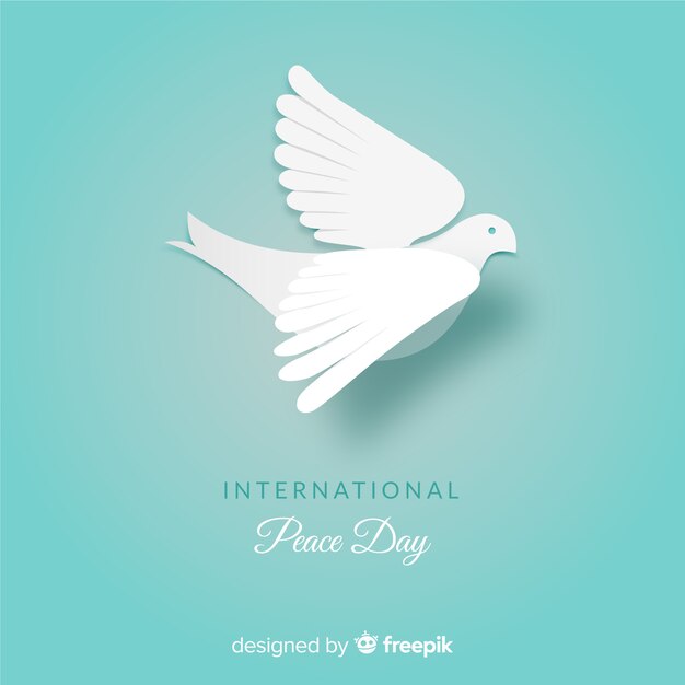 平らな白い鳩と平和の構成の日