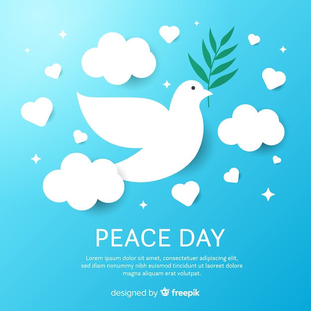 День мира с плоским белым голубями