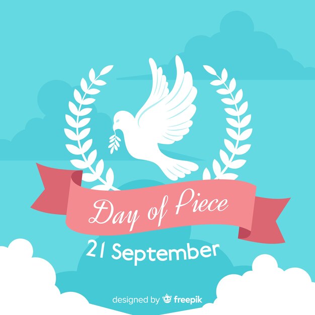 Free vector day of peace composition with flat white dove