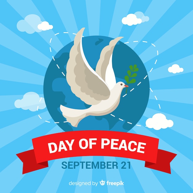 Free vector day of peace composition with flat white dove